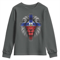 Lion of Judah Cross Haiti Flag Youth Sweatshirt Christian Faith Haitian Pride