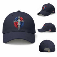 Lion of Judah Cross Dominican Republic Flag Baseball Cap Christian Faith Dominican Pride