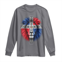Lion of Judah Cross Dominican Republic Flag Long Sleeve Shirt Christian Faith Dominican Pride