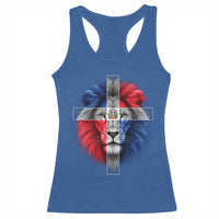 Lion of Judah Cross Dominican Republic Flag Racerback Tank Top Christian Faith Dominican Pride