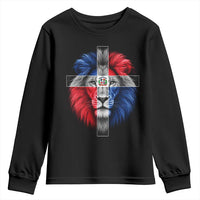 Lion of Judah Cross Dominican Republic Flag Youth Sweatshirt Christian Faith Dominican Pride