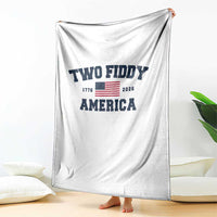 Two Fiddy USA 250th Anniversary Throw Blanket United States Flag July 4th 2026 1776 Patriotic Humor