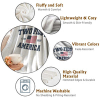 Two Fiddy USA 250th Anniversary Throw Blanket United States Flag July 4th 2026 1776 Patriotic Humor