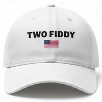 Two Fiddy American Flag Baseball Cap Funny 250th America Celebration Patriotic Graphic