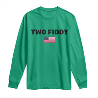 Two Fiddy American Flag Long Sleeve Shirt Funny 250th America Celebration Patriotic Graphic