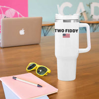 Two Fiddy American Flag Tumbler With Handle Funny 250th America Celebration Patriotic Graphic
