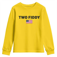 Two Fiddy American Flag Youth Sweatshirt Funny 250th America Celebration Patriotic Graphic