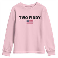 Two Fiddy American Flag Youth Sweatshirt Funny 250th America Celebration Patriotic Graphic