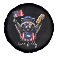 Funny Two Fiddy Raccoon Patriotic Spare Tire Cover USA Flag Hot Dog Fourth of July USA 250th Anniversary