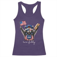 Funny Two Fiddy Raccoon Patriotic Racerback Tank Top USA Flag Hot Dog Fourth of July USA 250th Anniversary