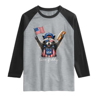 Funny Two Fiddy Raccoon Patriotic Raglan Shirt USA Flag Hot Dog Fourth of July USA 250th Anniversary