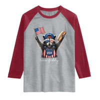 Funny Two Fiddy Raccoon Patriotic Raglan Shirt USA Flag Hot Dog Fourth of July USA 250th Anniversary