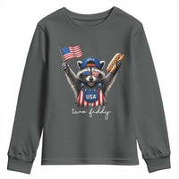 Funny Two Fiddy Raccoon Patriotic Youth Sweatshirt USA Flag Hot Dog Fourth of July USA 250th Anniversary