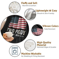 Two Fiddy USA 250th Anniversary Throw Blanket Vintage American Flag Patriotic Humor