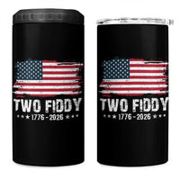 Two Fiddy USA 250th Anniversary 4 in 1 Can Cooler Tumbler Vintage American Flag Patriotic Humor