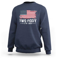 Two Fiddy USA 250th Anniversary Sweatshirt Vintage American Flag Patriotic Humor
