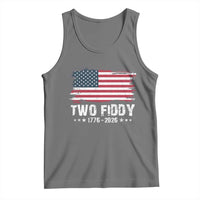 Two Fiddy USA 250th Anniversary Tank Top Vintage American Flag Patriotic Humor