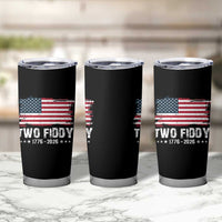 Two Fiddy USA 250th Anniversary Tumbler Cup Vintage American Flag Patriotic Humor