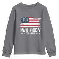 Two Fiddy USA 250th Anniversary Youth Sweatshirt Vintage American Flag Patriotic Humor