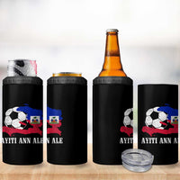 Ayiti Ann Ale Haiti Soccer 4 in 1 Can Cooler Tumbler Haitian Football Fan Pride Flag Graphic Caribbean Sports