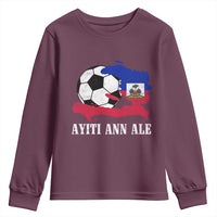 Ayiti Ann Ale Haiti Soccer Youth Sweatshirt Haitian Football Fan Pride Flag Graphic Caribbean Sports