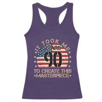 90th Birthday Racerback Tank Top It Took Me 90 Years To Create This Masterpiece Vintage American Flag