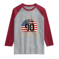 90th Birthday Raglan Shirt It Took Me 90 Years To Create This Masterpiece Vintage American Flag