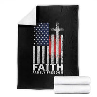 Faith Family Freedom Throw Blanket Charlie Kirk Patriotic Christian Vintage USA Flag - Wonder Print Shop