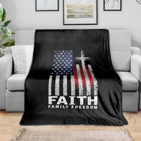 Faith Family Freedom Throw Blanket Charlie Kirk Patriotic Christian Vintage USA Flag - Wonder Print Shop