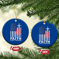 Faith Family Freedom Ceramic Ornament Charlie Kirk Patriotic Christian Vintage USA Flag - Wonder Print Shop