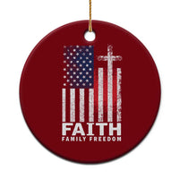Faith Family Freedom Ceramic Ornament Charlie Kirk Patriotic Christian Vintage USA Flag - Wonder Print Shop