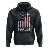 Faith Family Freedom Hoodie Charlie Kirk Patriotic Christian Vintage USA Flag - Wonder Print Shop