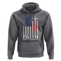 Faith Family Freedom Hoodie Charlie Kirk Patriotic Christian Vintage USA Flag - Wonder Print Shop