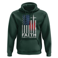 Faith Family Freedom Hoodie Charlie Kirk Patriotic Christian Vintage USA Flag - Wonder Print Shop