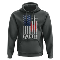 Faith Family Freedom Hoodie Charlie Kirk Patriotic Christian Vintage USA Flag - Wonder Print Shop