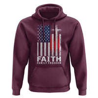 Faith Family Freedom Hoodie Charlie Kirk Patriotic Christian Vintage USA Flag - Wonder Print Shop
