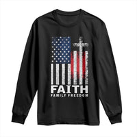 Faith Family Freedom Long Sleeve Shirt Charlie Kirk Patriotic Christian Vintage USA Flag - Wonder Print Shop