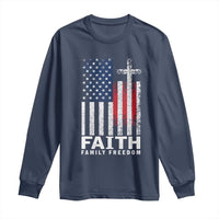 Faith Family Freedom Long Sleeve Shirt Charlie Kirk Patriotic Christian Vintage USA Flag - Wonder Print Shop