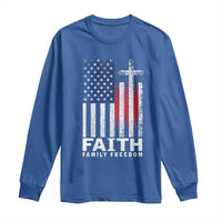 Faith Family Freedom Long Sleeve Shirt Charlie Kirk Patriotic Christian Vintage USA Flag - Wonder Print Shop