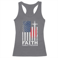 Faith Family Freedom Racerback Tank Top Charlie Kirk Patriotic Christian Vintage USA Flag - Wonder Print Shop