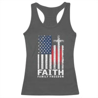 Faith Family Freedom Racerback Tank Top Charlie Kirk Patriotic Christian Vintage USA Flag - Wonder Print Shop