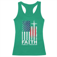 Faith Family Freedom Racerback Tank Top Charlie Kirk Patriotic Christian Vintage USA Flag - Wonder Print Shop