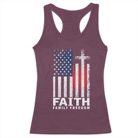 Faith Family Freedom Racerback Tank Top Charlie Kirk Patriotic Christian Vintage USA Flag - Wonder Print Shop