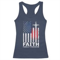 Faith Family Freedom Racerback Tank Top Charlie Kirk Patriotic Christian Vintage USA Flag - Wonder Print Shop
