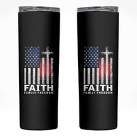 Faith Family Freedom Skinny Tumbler Charlie Kirk Patriotic Christian Vintage USA Flag - Wonder Print Shop