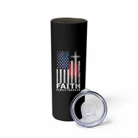 Faith Family Freedom Skinny Tumbler Charlie Kirk Patriotic Christian Vintage USA Flag - Wonder Print Shop
