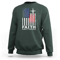 Faith Family Freedom Sweatshirt Charlie Kirk Patriotic Christian Vintage USA Flag - Wonder Print Shop