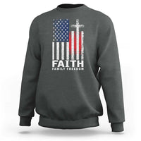 Faith Family Freedom Sweatshirt Charlie Kirk Patriotic Christian Vintage USA Flag - Wonder Print Shop