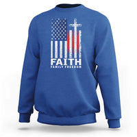 Faith Family Freedom Sweatshirt Charlie Kirk Patriotic Christian Vintage USA Flag - Wonder Print Shop
