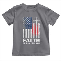 Faith Family Freedom Toddler T Shirt Charlie Kirk Patriotic Christian Vintage USA Flag - Wonder Print Shop
